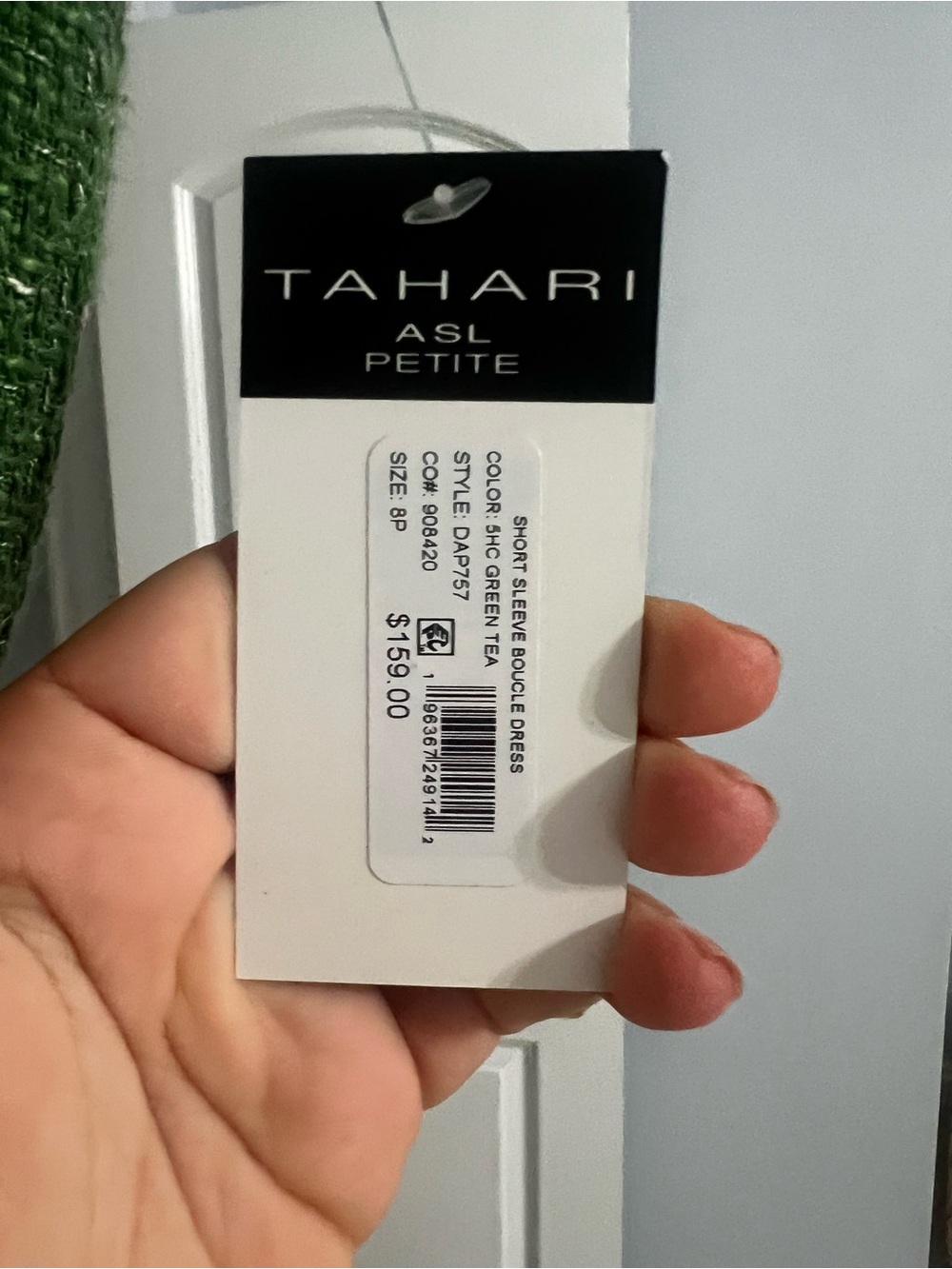 Tahari Green Tweed Mini Dress with Belt 8P - Picture 4 of 5